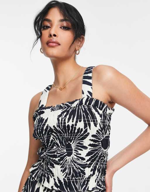 Whistles square neck cami top in contrast daisy print (part of a set)