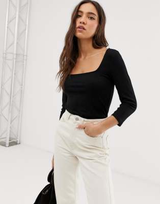 Black Blanche Square Neck Top, WHISTLES