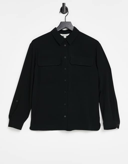 Whistles – Strukturierte Bluse mit Tasche in Schwarz