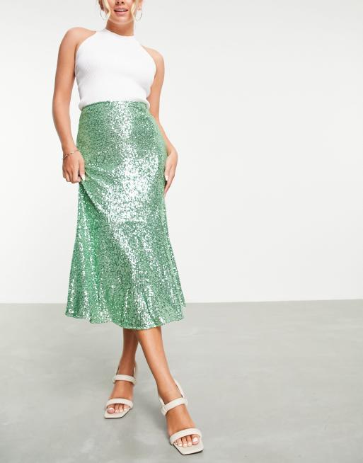 Whistles - Suki - Jupe mi-longue d'ensemble à sequins - Vert