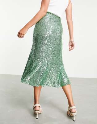 Whistles - Suki - Jupe mi-longue d'ensemble à sequins - Vert | ASOS