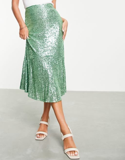 Sequin midi skirt green sale