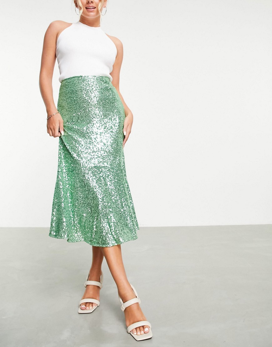 Whistles Suki sequin mini skirt in green - part of a set