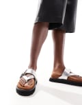 [Whistles] Whistles Sutton buckle detail flatform sandals in silver 40 SILVER