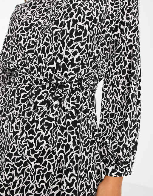 Whistles swirl print belted mini dress in black , 3 of 4