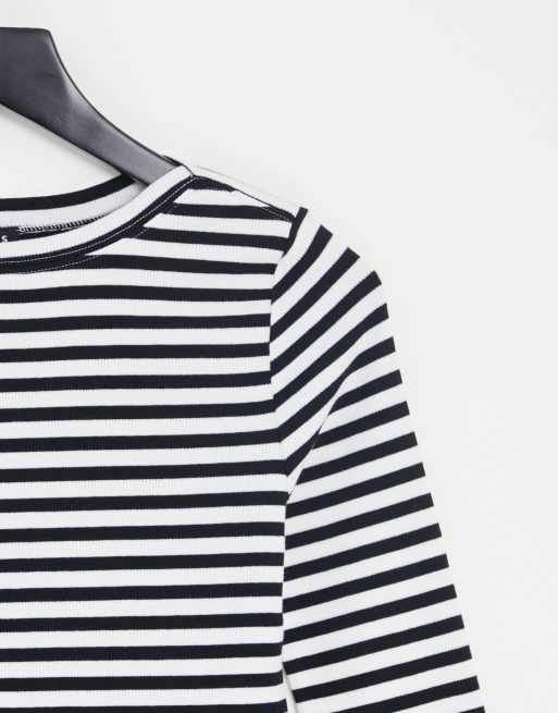 Whistles - T-shirt à manches longues et encolure bateau - Noir et rayures blanches, 3 de 4