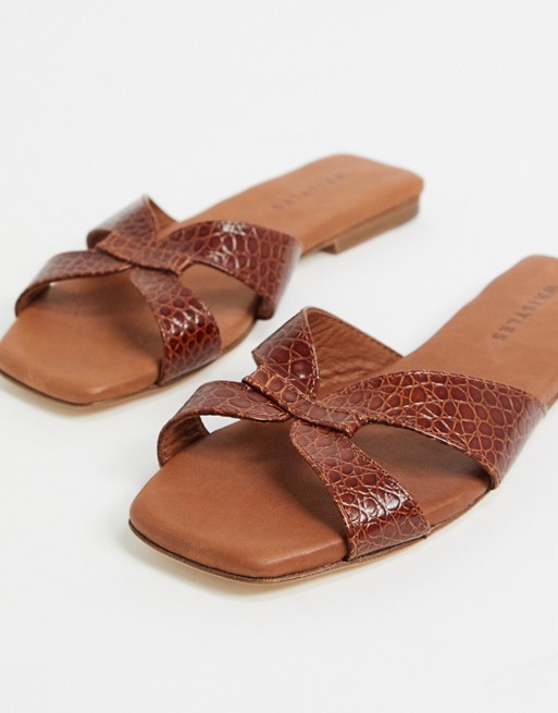Whistles tabitha leather flat slider in tan