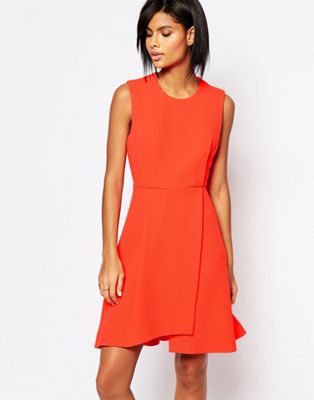 Whistles Textured Dress in Orange | ASOS