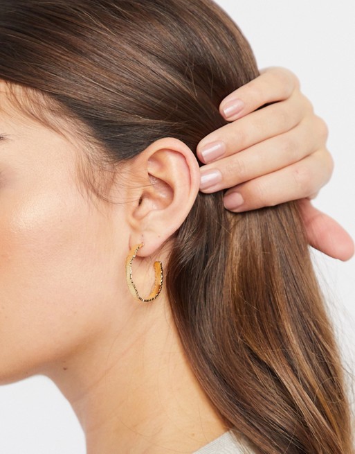 Whistles textured hoop earrings in gold