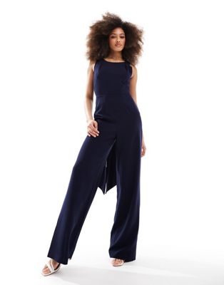 Whistles tie back maxi jumpsuit in navy Sale