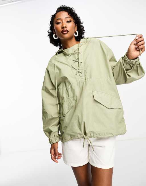 Whistles tie up detail windbreaker in sage