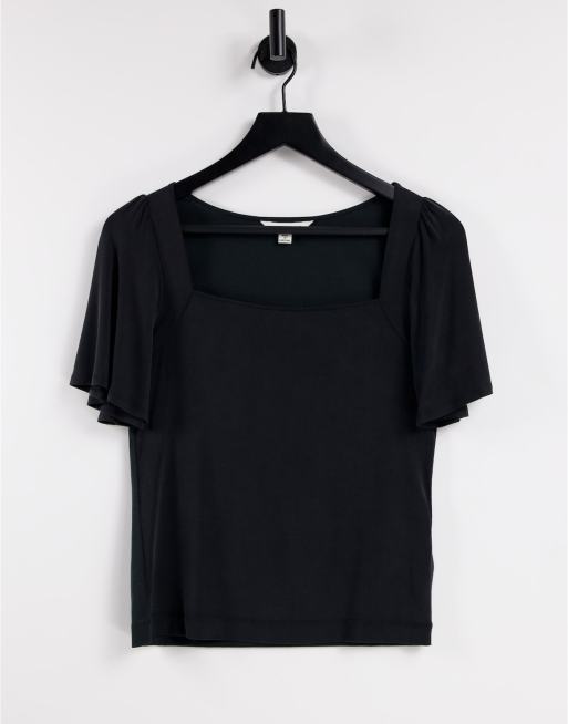 Whistles - Top con scollo quadrato nero in cupro