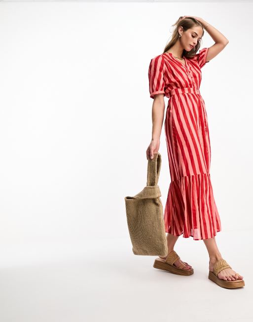 Whistles Tori Robe longue à rayures en coton Orange ASOS