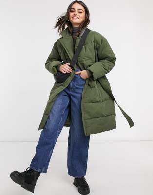 Whistles trench puffer coat in khaki-Green