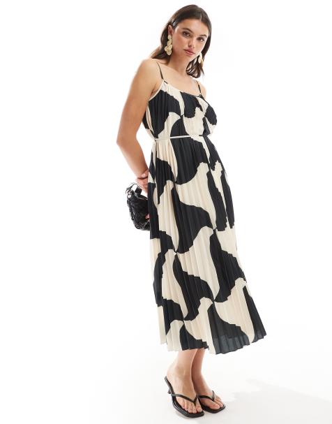 Whistles triangle swirl pleated midi dress in abstract print - view 1