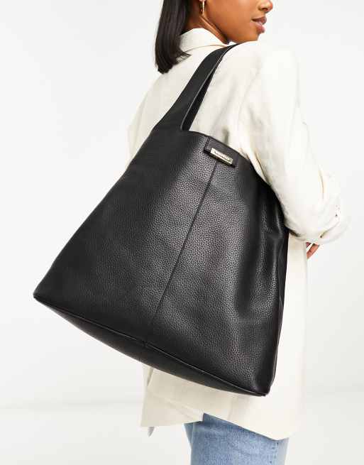 Whistles triangular tote bag in black leather ASOS
