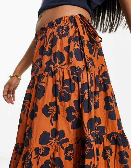 Tropical floral maxi skirt sale