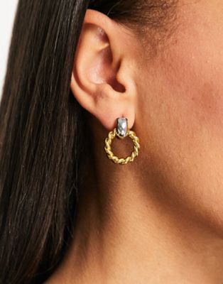 Whistles twisted hoop earring in gold