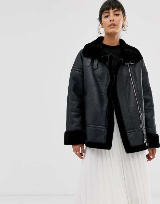 Whistles - Ultimate - Blouson style motard en fausse fourrure