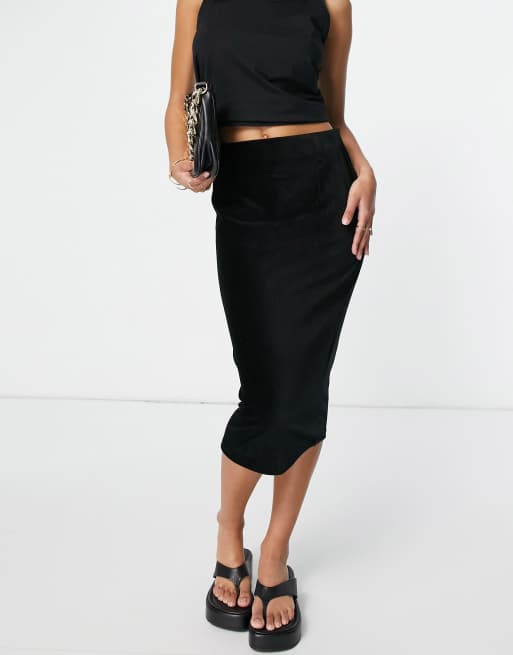 Whistles velvet jersey tube skirt in black