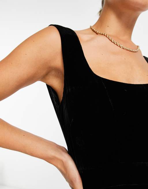 Whistles velvet Mila midi dress in black, 3 of 4