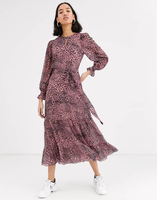 Whistles - Vestito midi a strati con stampa jungle animalier