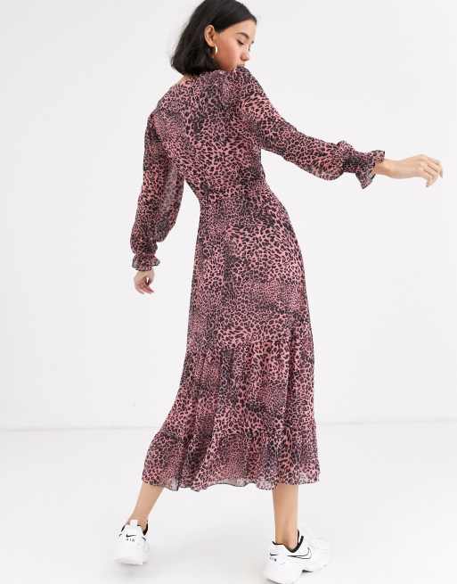 Whistles - Vestito midi a strati con stampa jungle animalier, 2 di 4