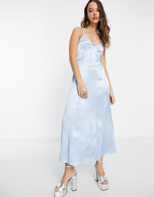 Whistles - Vestito midi con spalline sottili in raso blu