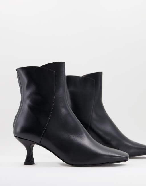 Whistles Wade square toe leather boot in black | ASOS