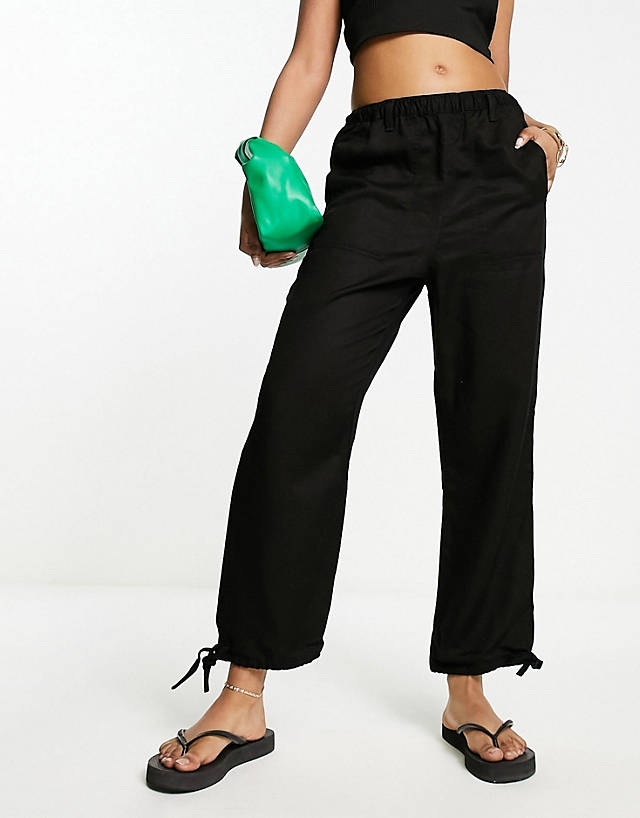 Whistles - washed tie hem trousers in black