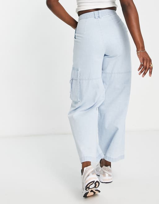 Whistles wide leg cargo pants in washed denim, 4 of 4