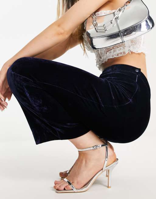 Whistles wide leg pants in navy velvet - part of a set