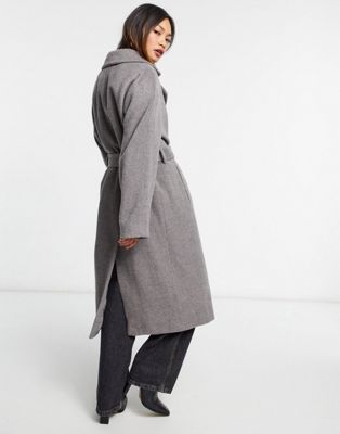 Whistles Belted Short Wrap Coat in Grey
