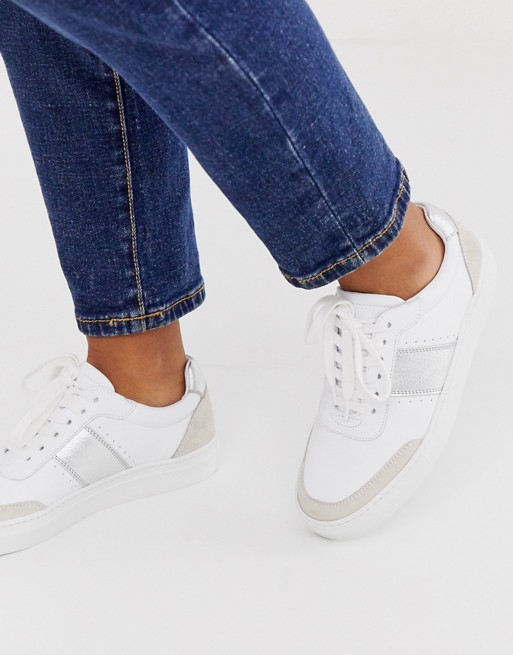 Whistles york side stripe leather trainer