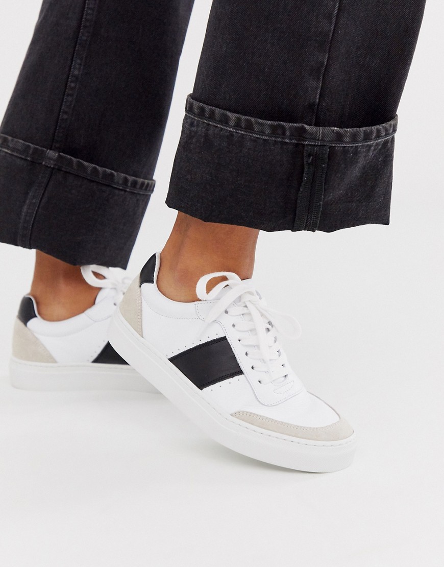 Whistles - York - Sneakers in pelle con riga laterale-Bianco