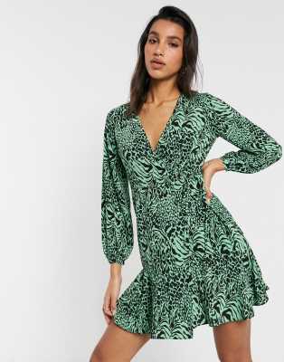 whistles green wrap dress