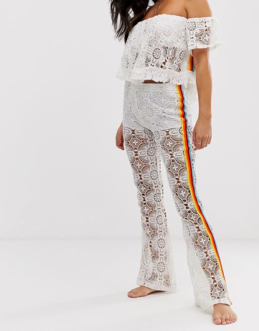 White Cord Lace Trousers