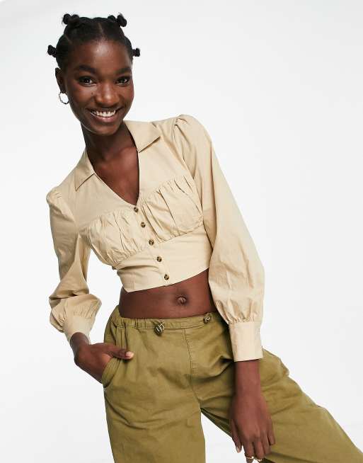 Whitles - Izzy - Crop top d'ensemble à détail sur le buste - Beige