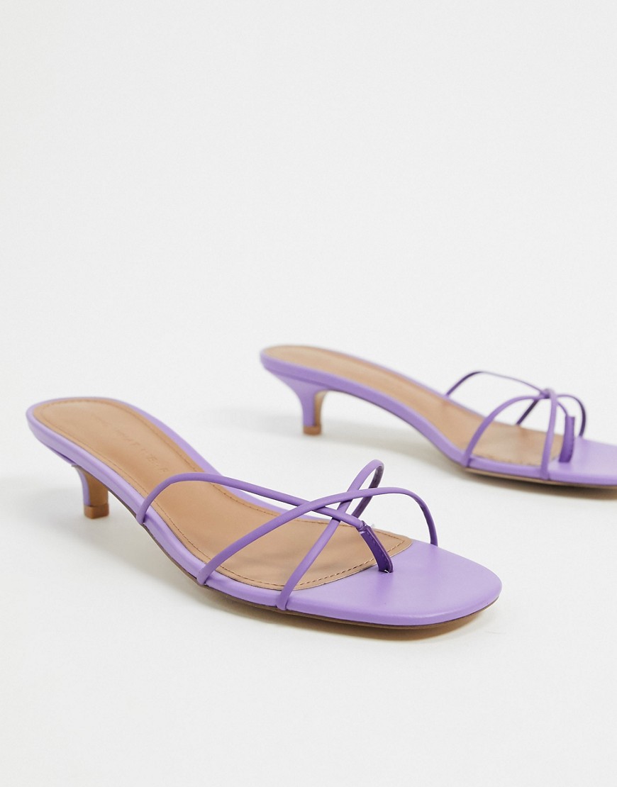 Who What Wear Addison spaghetti strap mule heeled sandals in purple leather