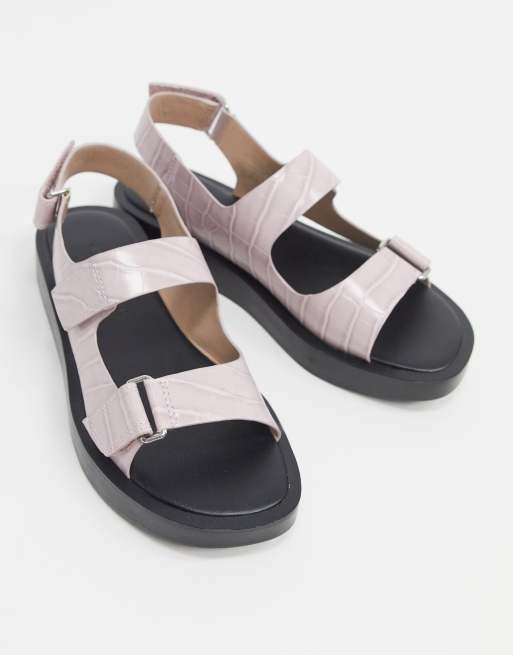 Who What Wear Axel flatform sandals in lilac croc ASOS