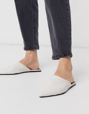 cream mules flat