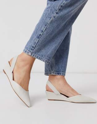grey low wedge shoes