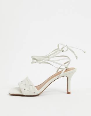 tie up heels white
