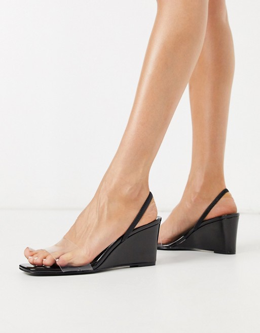 Who What Wear Thalia perspex mix wedges in black patent