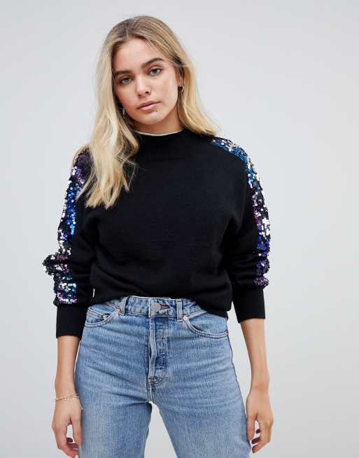 Sequin arm outlet jumper