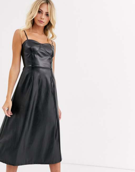 Faux leather store a line dress