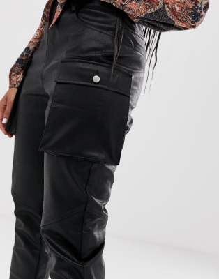 leather look cargo trousers