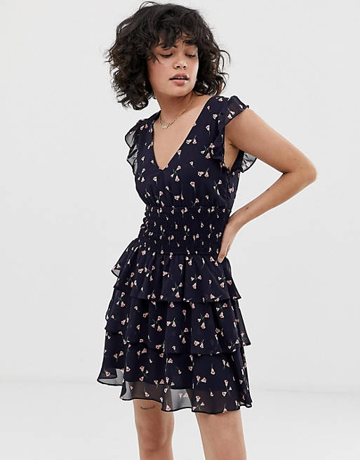 Wild Honey tea dress with shirred waist in floral | ASOS