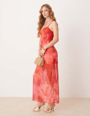Wild Lovers Bella Vista Floral Print Mesh Beach Maxi Dress