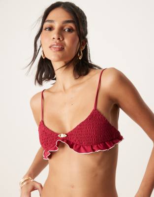 Wild Lovers - Bikinioberteil in Rot mit Kirschblütendetails